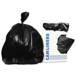 Clearance 24 in. x 32 in. 16 gal. 1 mil Linear Low Density Can Liners with Sizing - Black (250/Carton) Trash & Waste Bins