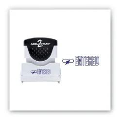 Outlet 1.63 in. x 0.5 in. ENTERED Pre-Inked Shutter Stamp - Blue Mailing, Packing & Shipping