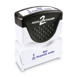 Best 1.63 in. x 0.5 in. FOR DEPOSIT ONLY Pre-Inked Shutter Stamp - Blue Mailing, Packing & Shipping