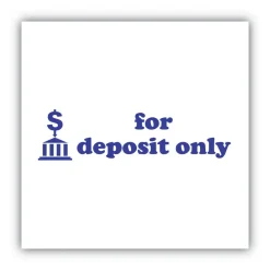 Best 1.63 in. x 0.5 in. FOR DEPOSIT ONLY Pre-Inked Shutter Stamp - Blue Mailing, Packing & Shipping