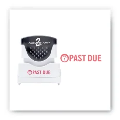 New 1.63 in. x 0.5 in. PAST DUE Pre-Inked Shutter Stamp - Red Mailing, Packing & Shipping