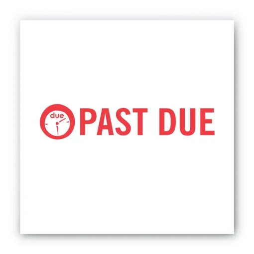 New 1.63 in. x 0.5 in. PAST DUE Pre-Inked Shutter Stamp - Red Mailing, Packing & Shipping