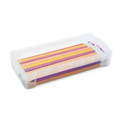 Discount 8.25 in. x 3.75 in. x 1.5 in. Super Stacker Pencil Box - Clear Pens, Pencils & Markers