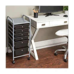 Online 1 Shelf 6 Drawers 13 in. x 15.38 in. x 32.13 in. Metal Portable Drawer Organizer - Matte Gray/Smoke Office Furniture & Lighting