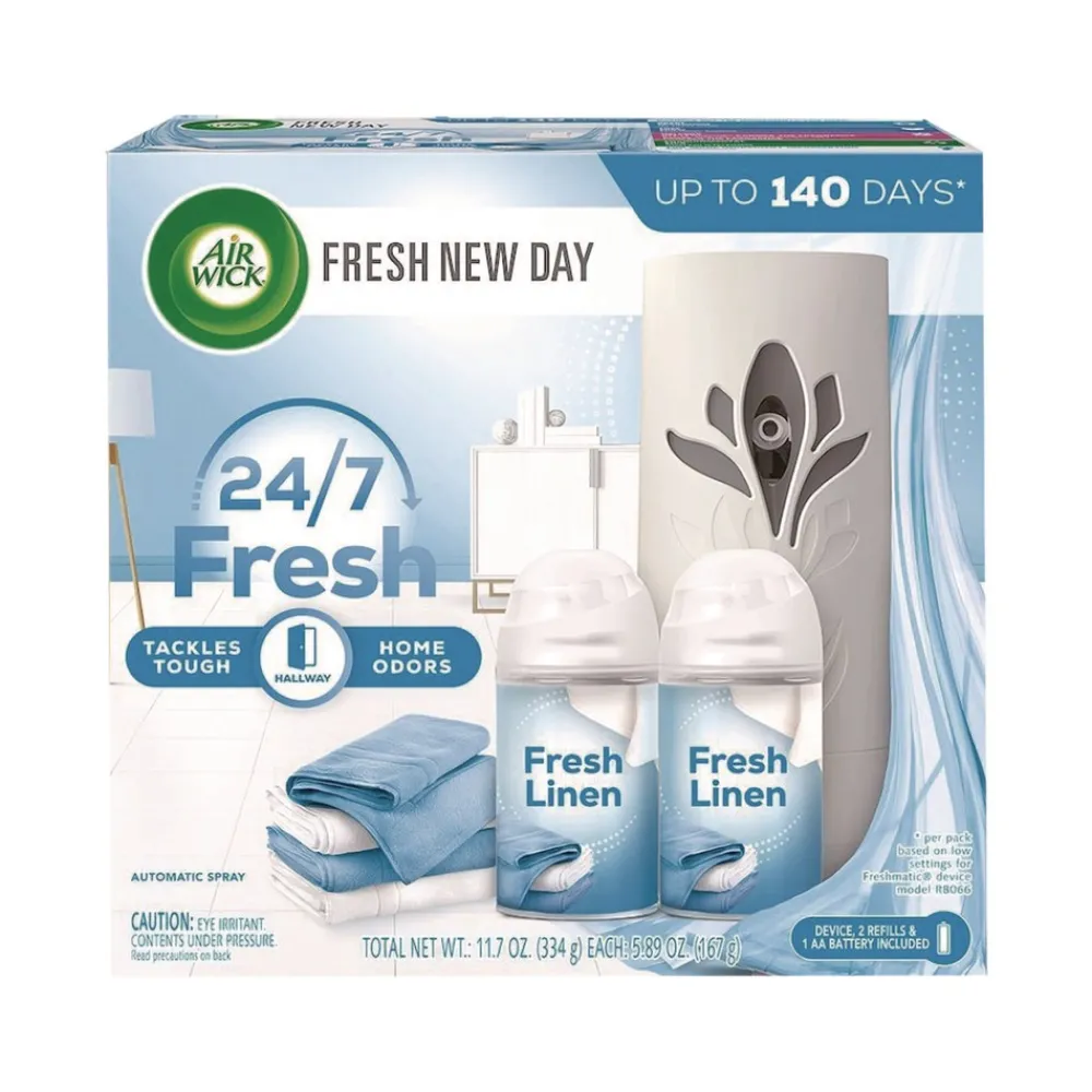Clearance Freshmatic Ultra Automatic Starter Kit - Fresh Linen (4/Carton) Odor Control