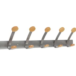 Hot 45 lb Capacity 5-Peg Wooden Coat Hook Wall Rack - Brown/Silver Storage & Organization