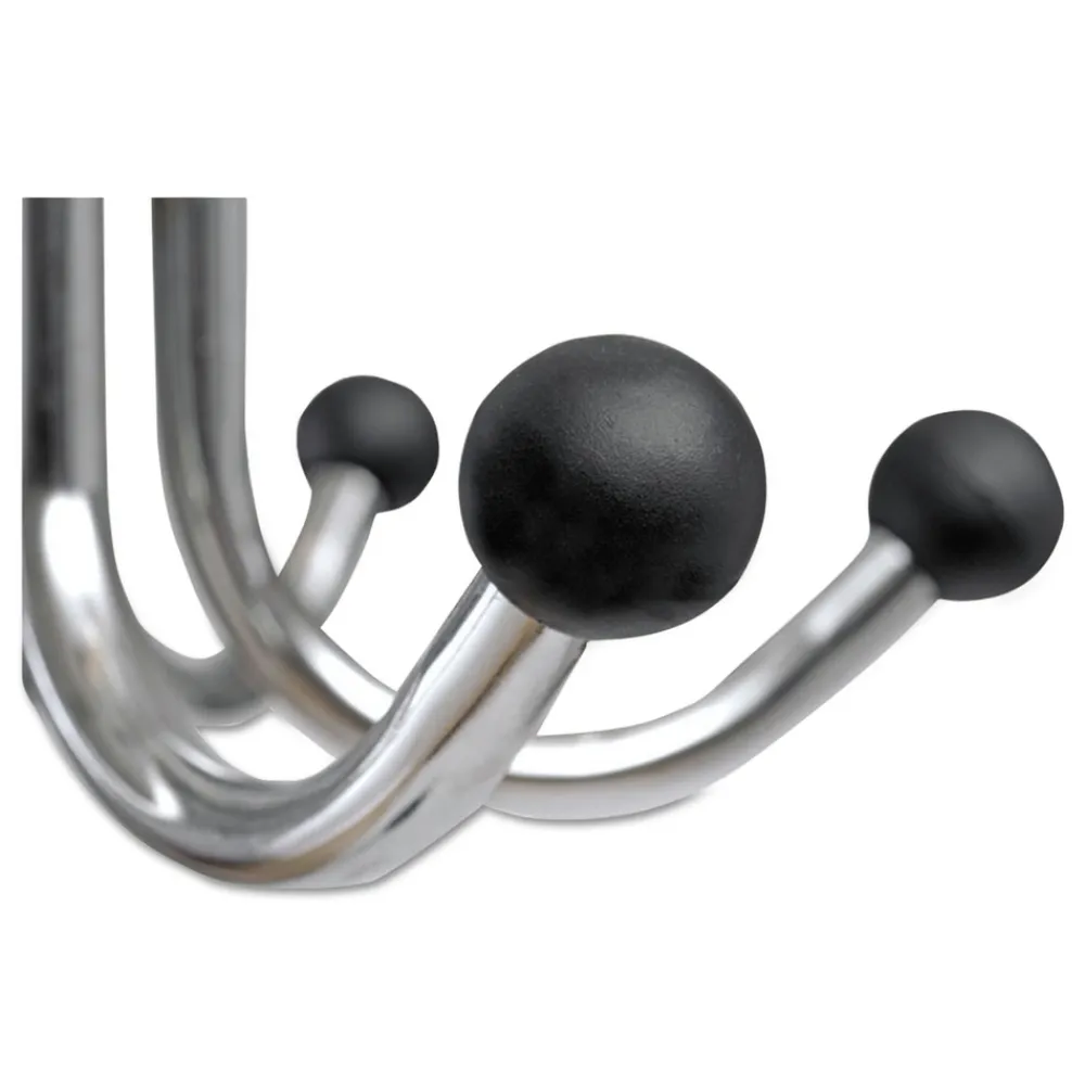 New 16w x 16d x 70.5h Chromy 12-Knob Coat Stand - Chrome/Black Storage & Organization