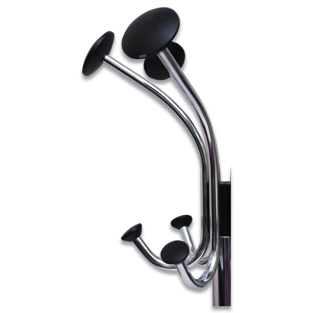 New 16w x 16d x 70.5h Chromy 12-Knob Coat Stand - Chrome/Black Storage & Organization