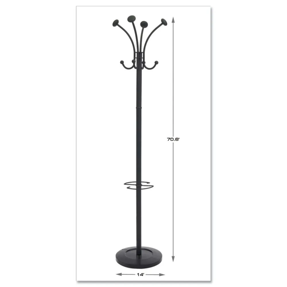 New 16w x 16d x 70.6h Viena 8-Knob Steel Coat Stand - Black Storage & Organization