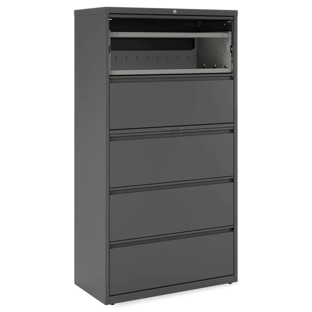 New 25499 36 in. x 18.63 in. x 67.63 in. 5 Lateral File Drawer - Legal/Letter/A4/A5 Size - Charcoal Office Furniture & Lighting