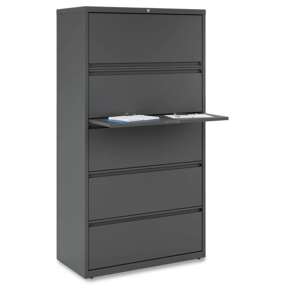 New 25499 36 in. x 18.63 in. x 67.63 in. 5 Lateral File Drawer - Legal/Letter/A4/A5 Size - Charcoal Office Furniture & Lighting