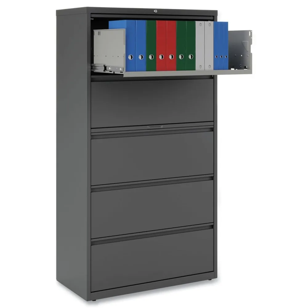 New 25499 36 in. x 18.63 in. x 67.63 in. 5 Lateral File Drawer - Legal/Letter/A4/A5 Size - Charcoal Office Furniture & Lighting