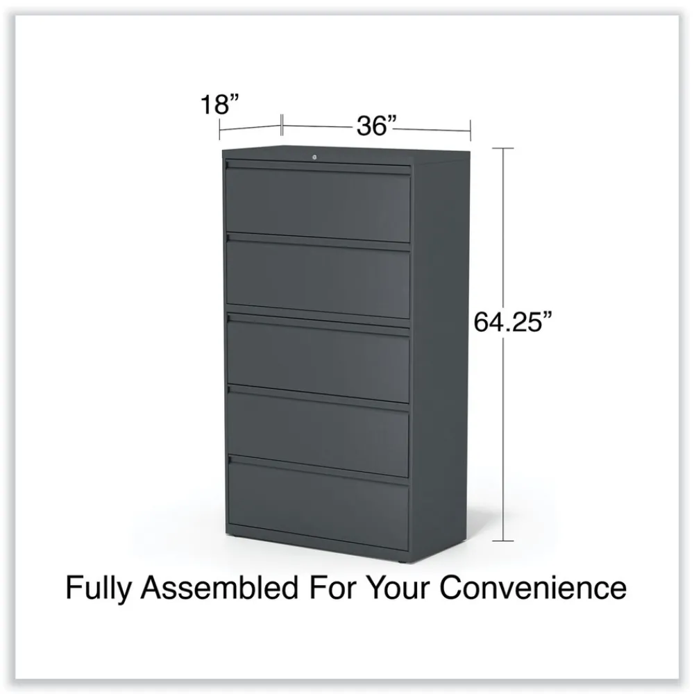 New 25499 36 in. x 18.63 in. x 67.63 in. 5 Lateral File Drawer - Legal/Letter/A4/A5 Size - Charcoal Office Furniture & Lighting