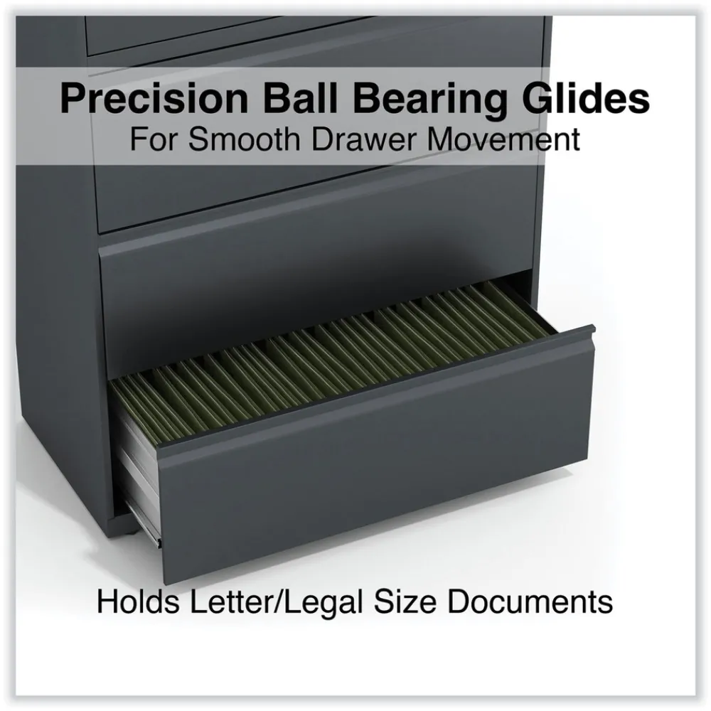 New 25499 36 in. x 18.63 in. x 67.63 in. 5 Lateral File Drawer - Legal/Letter/A4/A5 Size - Charcoal Office Furniture & Lighting