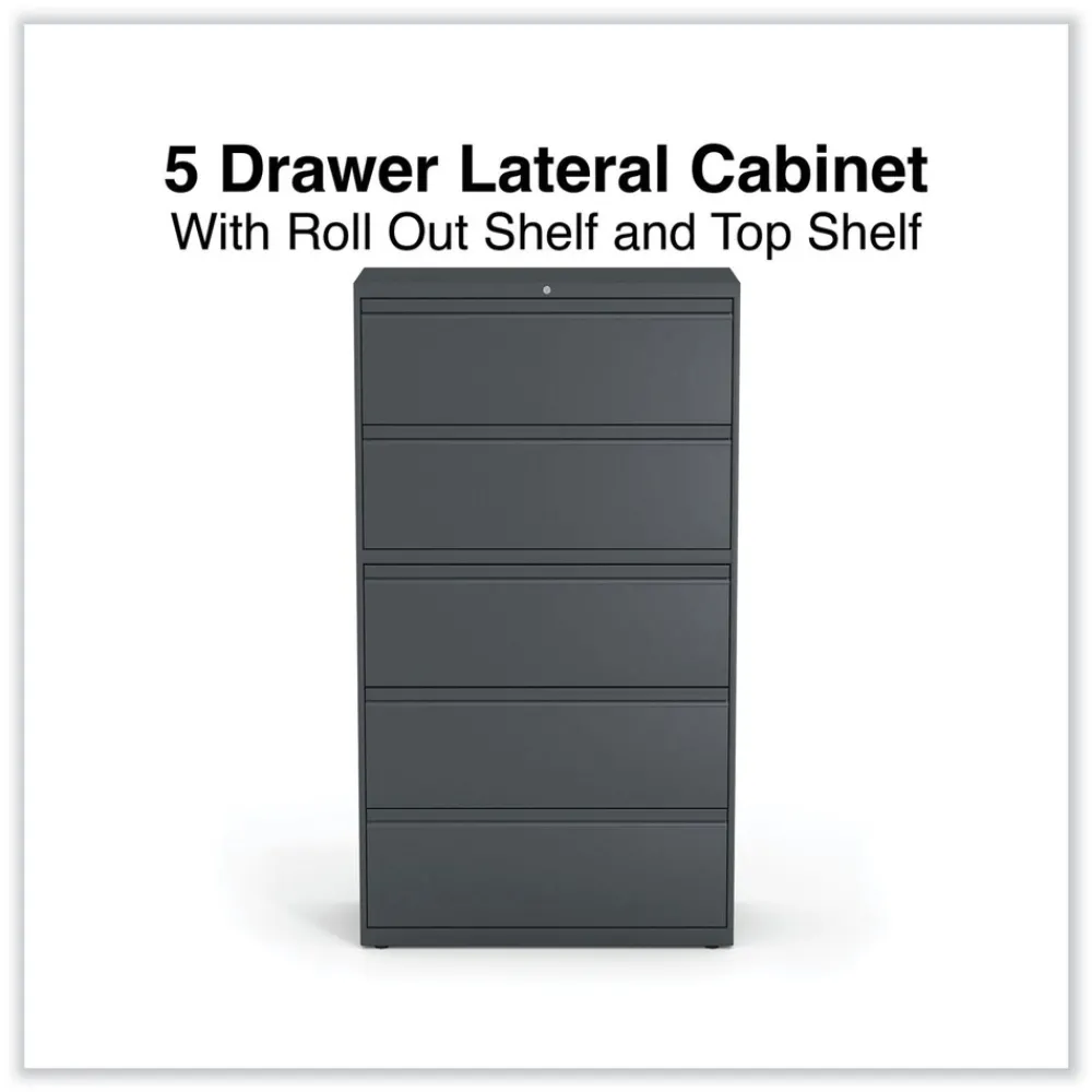 New 25499 36 in. x 18.63 in. x 67.63 in. 5 Lateral File Drawer - Legal/Letter/A4/A5 Size - Charcoal Office Furniture & Lighting