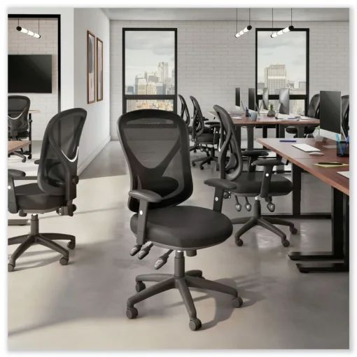 Discount 15 in. - 18.82 in. Seat Height Aeson Series Multifunction Task Chair Supports Up to 275 lbs. - Black Office Furniture & Lighting