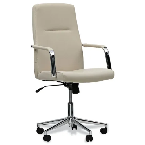 Clearance 18.19 in. to 21.93 in. Seat Height Leather Task Chair Supports Up to 275 lb - White Seat/White Back Office Furniture & Lighting