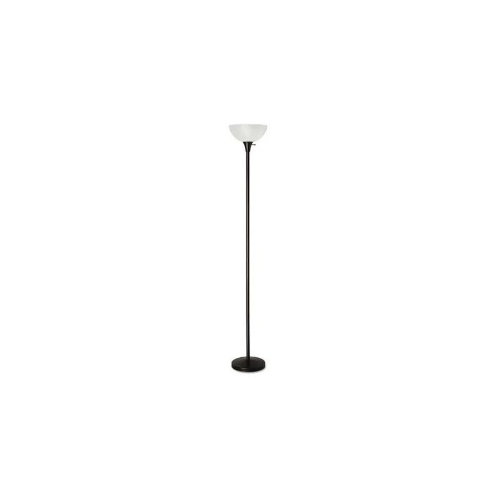 Sale 11.25 in. W x 11.25 in. D x 71 in. H Translucent Plastic Shade Floor Lamp - Matte Black Office Furniture & Lighting