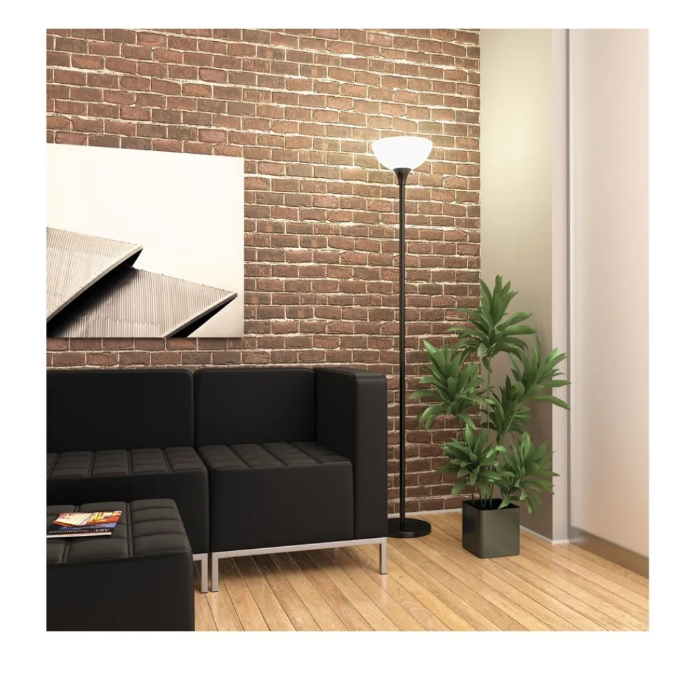 Sale 11.25 in. W x 11.25 in. D x 71 in. H Translucent Plastic Shade Floor Lamp - Matte Black Office Furniture & Lighting