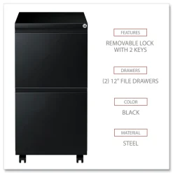 Discount 14.96 in. x 19.29 in. x 27.75 in. 2 Legal/Letter-Size File Drawers Left or Right File Pedestal with Full-Length Pull - Black Office Furniture & Lighting