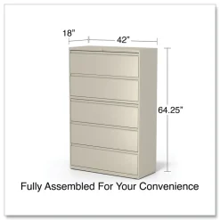 Clearance 42 in. x 18.63 in. x 67.63 in. 5 Legal/Letter/A4/A5 Size Lateral File Drawers - Putty Office Furniture & Lighting