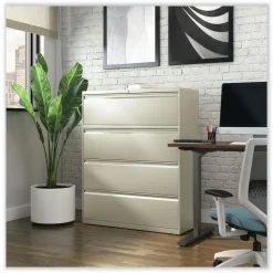 Clearance 42 in. x 18.63 in. x 52.5 in. 4 Legal/Letter Size Lateral File Drawers - Putty Office Furniture & Lighting