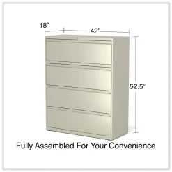 Clearance 42 in. x 18.63 in. x 52.5 in. 4 Legal/Letter Size Lateral File Drawers - Putty Office Furniture & Lighting