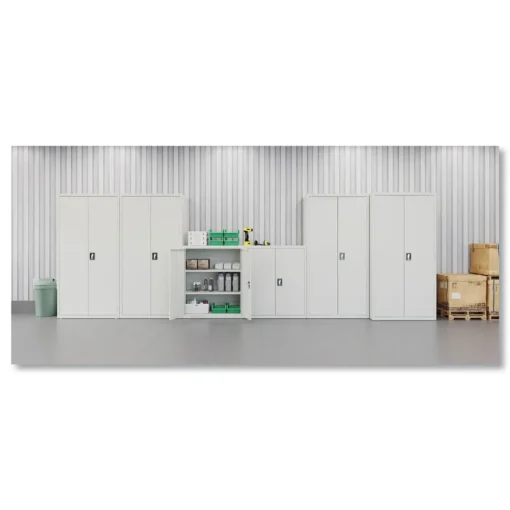 Outlet 36 in. x 18 in. x 42 in. 3 Shelves Economy Assembled Storage Cabinets - Light Gray Office Furniture & Lighting