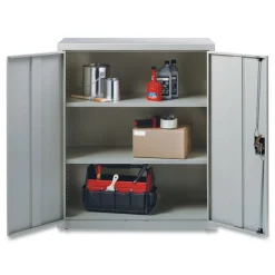 Outlet 36 in. x 18 in. x 42 in. 3 Shelves Economy Assembled Storage Cabinets - Light Gray Office Furniture & Lighting