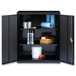 Best 36 in. x 18 in. x 42 in. 3 Shelves Economy Assembled Storage Cabinets - Black Office Furniture & Lighting