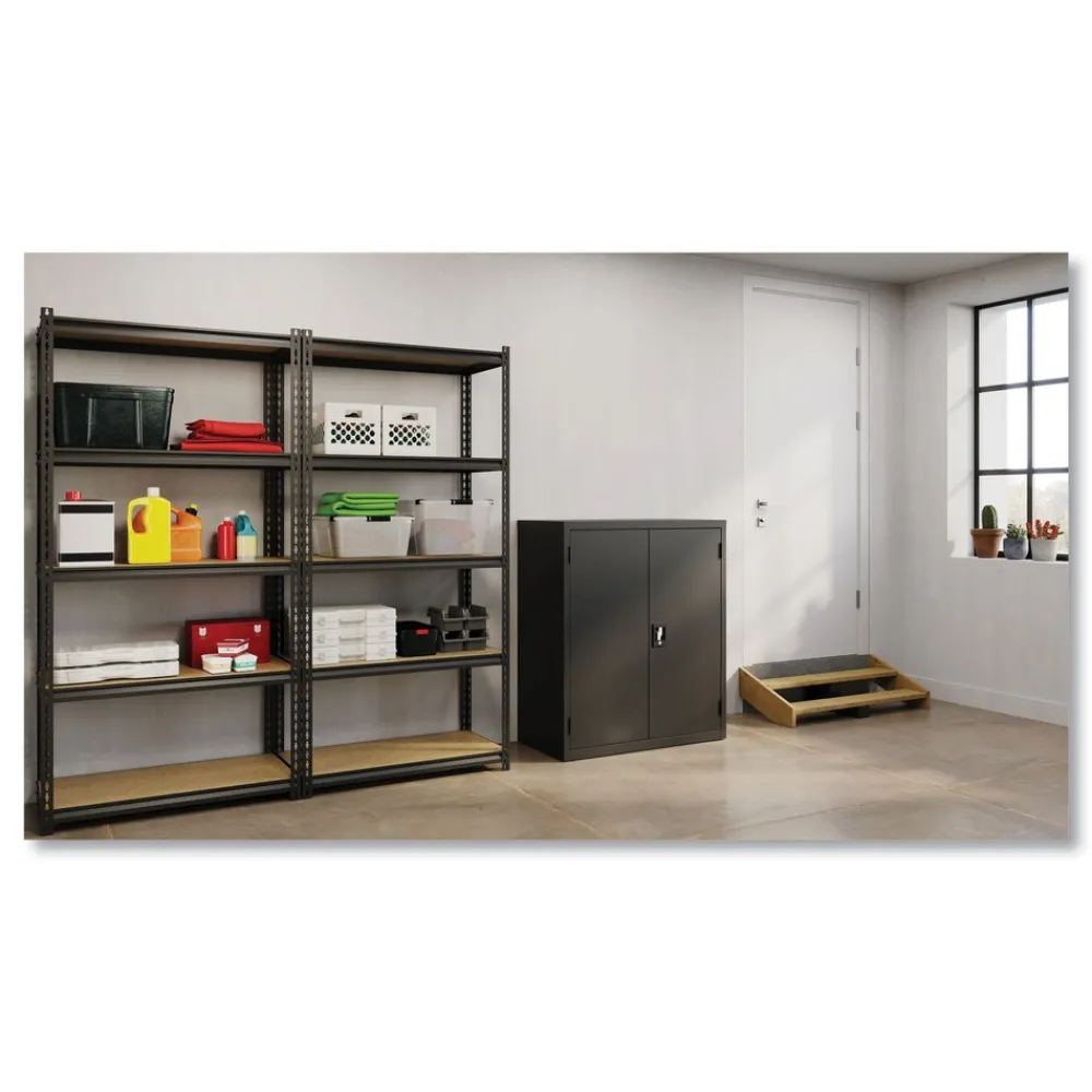 Best 36 in. x 18 in. x 42 in. 3 Shelves Economy Assembled Storage Cabinets - Black Office Furniture & Lighting
