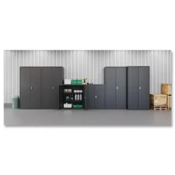 Best 36 in. x 18 in. x 42 in. 3 Shelves Economy Assembled Storage Cabinets - Black Office Furniture & Lighting