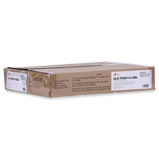 Clearance 15.25 in. x 12.38 in. x 21 in. 1 Shelf 1 Bin Metal Compact File Cart for Side-to-Side Filing - Black Office Furniture & Lighting