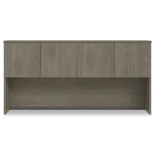 72 in. x 16 in. x 36 in. 4-Compartment Seville Hutch with Doors - Walnut Office Furniture & Lighting
