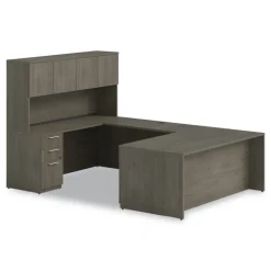 72 in. x 16 in. x 36 in. 4-Compartment Seville Hutch with Doors - Walnut Office Furniture & Lighting