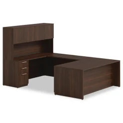 72 in. x 16 in. x 36 in. 4-Compartment Seville Hutch with Doors - Mahogany Office Furniture & Lighting