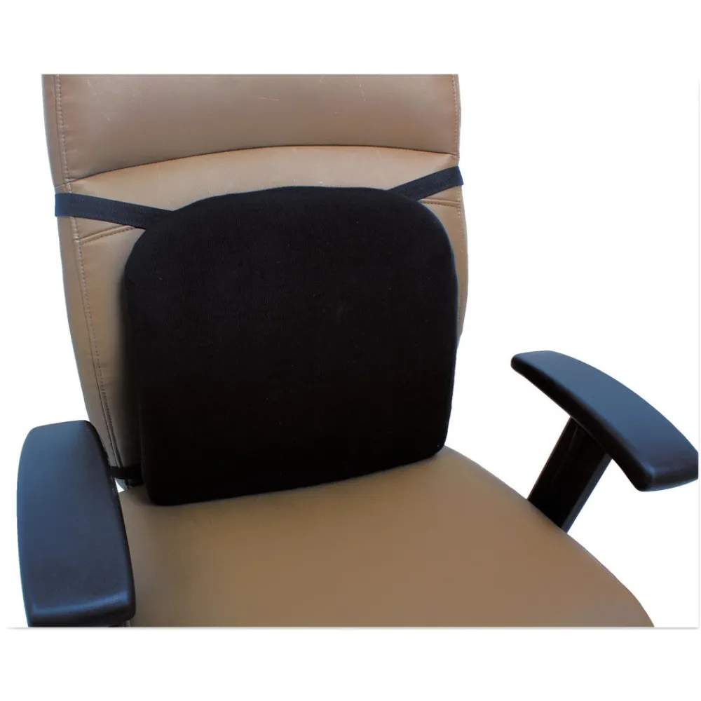 Outlet 14.13 in. x 14.13 in. x 2.75 in. Cooling Gel Memory Foam Backrest with Adjustable Straps - Black Office Furniture & Lighting