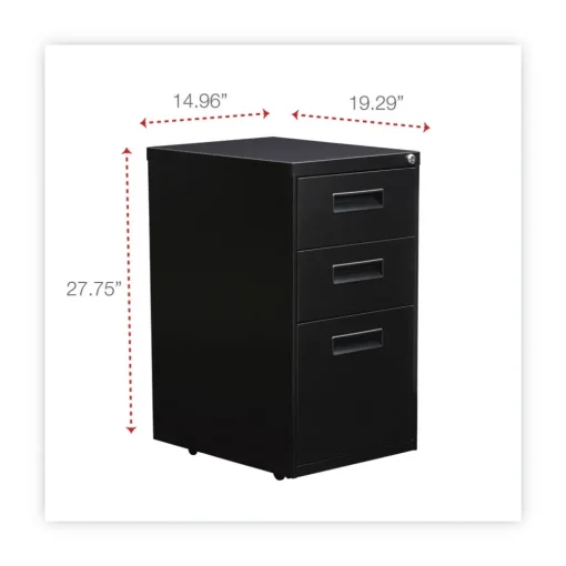 Hot 14.96 in. x 19.29 in. x 27.75 in. 3-Drawers: Box/Box/File Legal/Letter Left or Right File Pedestal - Black Office Furniture & Lighting