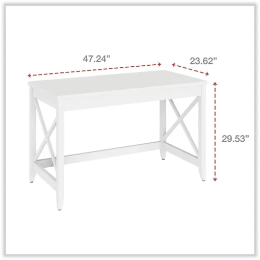 Discount 47.24 in. x 23.62 in. x 29.53 in. Farmhouse Writing Desk - White Office Furniture & Lighting