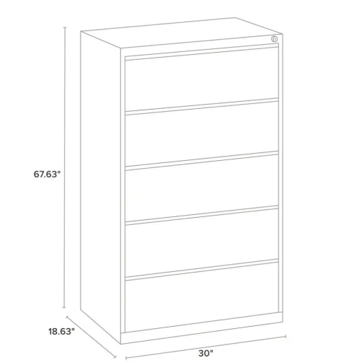Discount 30 in. x 18.62 in. x 67.62 in. Five Legal/Letter/A4-Size File Drawers Lateral File Cabinet - Light Gray Office Furniture & Lighting