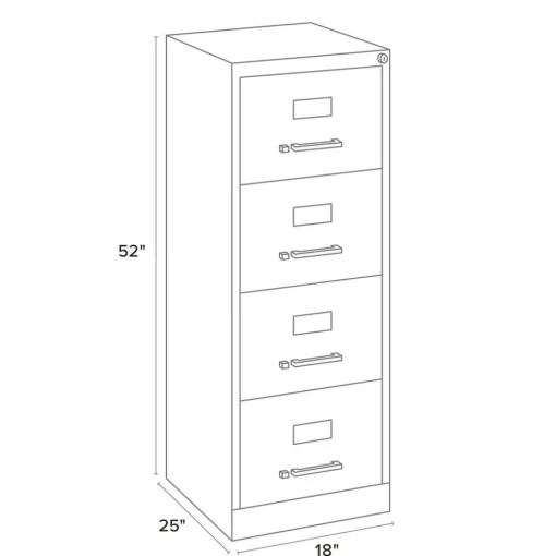 Sale 18 in. x 25 in. x 52 in. Legal-Size 4-Drawer Economy Vertical File - Light Gray Office Furniture & Lighting