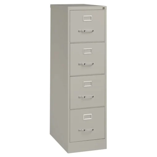 15 in. x 25 in. x 52 in. Letter-Size 4-Drawer Economy Vertical File - Light Gray Office Furniture & Lighting