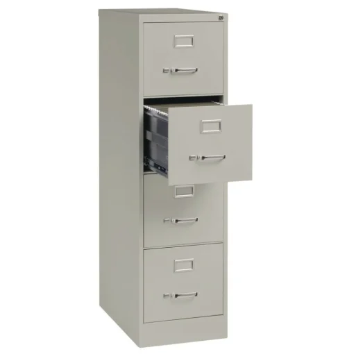 15 in. x 25 in. x 52 in. Letter-Size 4-Drawer Economy Vertical File - Light Gray Office Furniture & Lighting