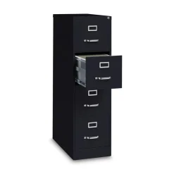 15 in. x 26.5 in. x 52 in. Letter-Size Four-Drawer Economy Vertical File - Black Office Furniture & Lighting
