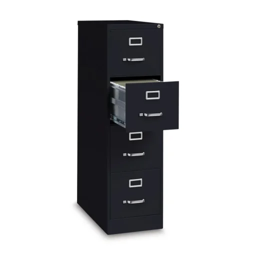 15 in. x 26.5 in. x 52 in. Letter-Size Four-Drawer Economy Vertical File - Black Office Furniture & Lighting