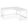Discount 58.27 in. x 58.27 in. x 29.53 in. L-Shaped Farmhouse Desk - White Office Furniture & Lighting