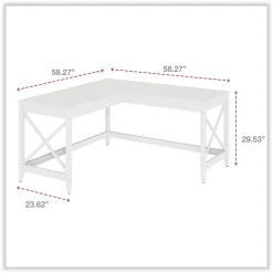 Discount 58.27 in. x 58.27 in. x 29.53 in. L-Shaped Farmhouse Desk - White Office Furniture & Lighting