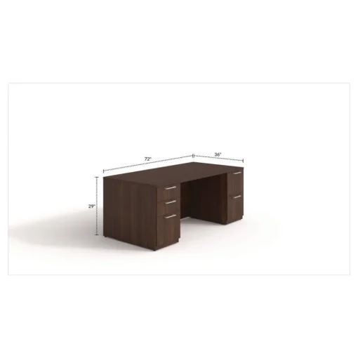 New 72 in. x 36 in. x 29 in. Seville Series Double Pedestal Desk - Mahogany Office Furniture & Lighting