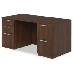 Outlet 60 in. x 30 in. x 29 in. Seville Series Double Pedestal Desk - Mahogany Office Furniture & Lighting