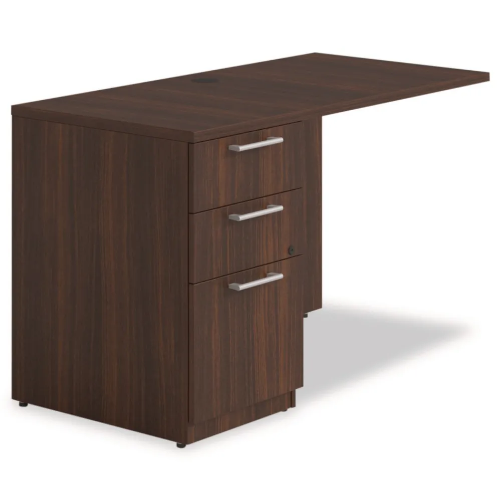 Outlet 48 in. x 24 in. x 29 in. Seville Series Left Desk Return with Pedestal - Mahogany Office Furniture & Lighting